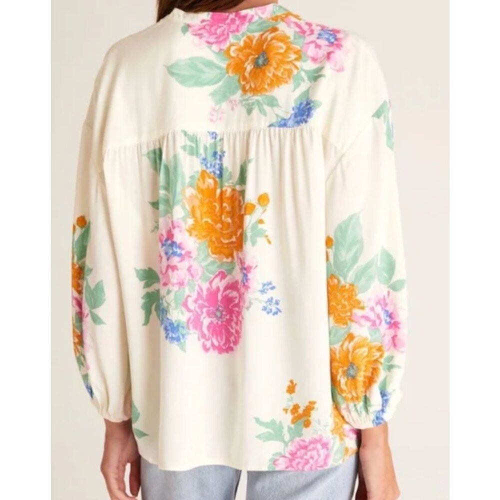 Z SUPPLY Clarisa Floral Shirt Top Medium Boho Spring Flowy Summer Vacation - Picture 2 of 15